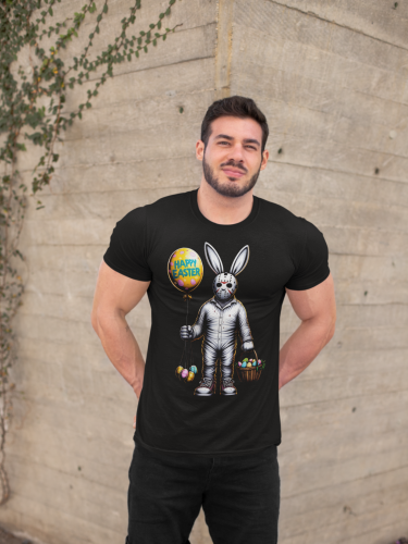 KOSZULKA MĘSKA NA WIELKANOC HAPPY EASTER ZAJĄCZEK Z HORRORU 8
