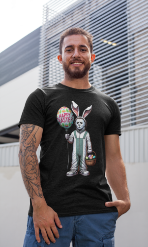 KOSZULKA MĘSKA NA WIELKANOC HAPPY EASTER ZAJĄCZEK Z HORRORU EASTER155 9
