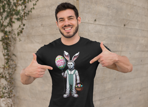 KOSZULKA MĘSKA NA WIELKANOC HAPPY EASTER ZAJĄCZEK Z HORRORU EASTER155 8