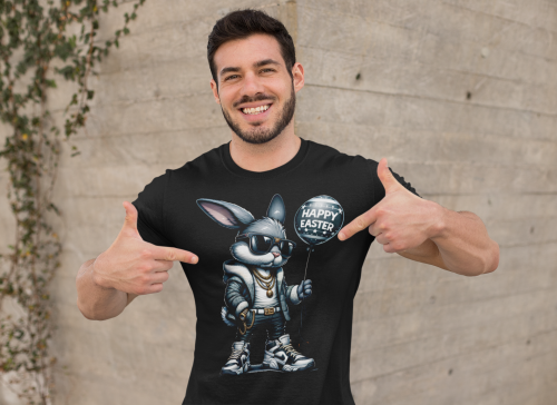 KOSZULKA MĘSKA NA WIELKANOC HAPPY EASTER ZAJĄCZEK Z BALONEM 9