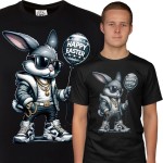 KOSZULKA MĘSKA NA WIELKANOC HAPPY EASTER ZAJĄCZEK Z BALONEM