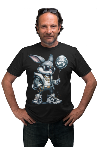 KOSZULKA MĘSKA NA WIELKANOC HAPPY EASTER ZAJĄCZEK Z BALONEM 6