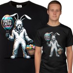 KOSZULKA MĘSKA NA WIELKANOC HAPPY EASTER ZAJĄCZEK Z HORRORU KRZYK