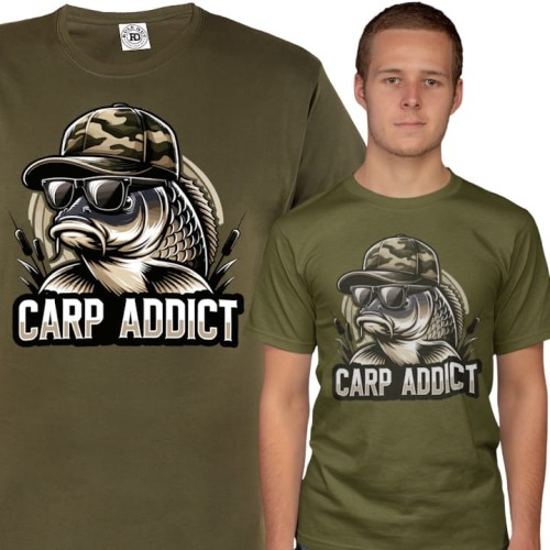 MĘSKA KOSZULKA WĘDKARSKA DLA WĘDKARZA NA RYBY CARP ADDICT 1