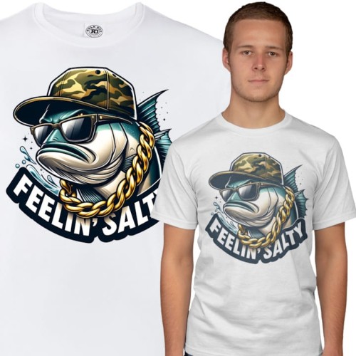 MĘSKA KOSZULKA WĘDKARSKA DLA WĘDKARZA NA RYBY FEELIN' SALTY 1