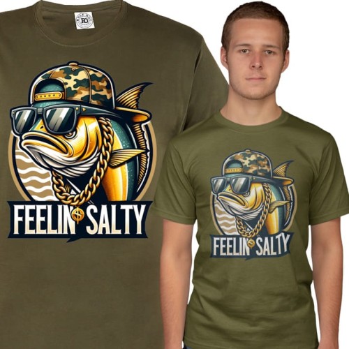 MĘSKA KOSZULKA WĘDKARSKA DLA WĘDKARZA NA RYBY FEELIN' SALTY 1