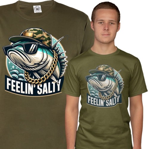MĘSKA KOSZULKA WĘDKARSKA DLA WĘDKARZA NA RYBY FEELIN' SALTY FISH97 1