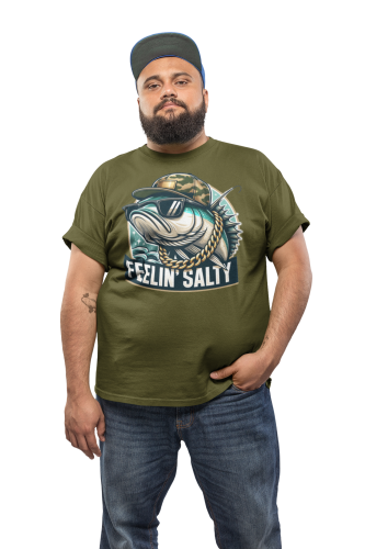 MĘSKA KOSZULKA WĘDKARSKA DLA WĘDKARZA NA RYBY FEELIN' SALTY FISH97 5