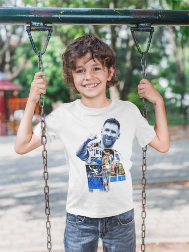 DZIECIĘCA BAWEŁNIANA KOSZULKA NA PREZENT PIŁKA NOŻNA LIONEL MESSI ARGENTYNA 5