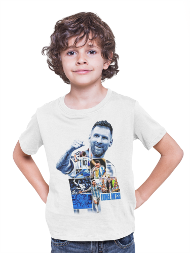 DZIECIĘCA BAWEŁNIANA KOSZULKA NA PREZENT PIŁKA NOŻNA LIONEL MESSI ARGENTYNA 3
