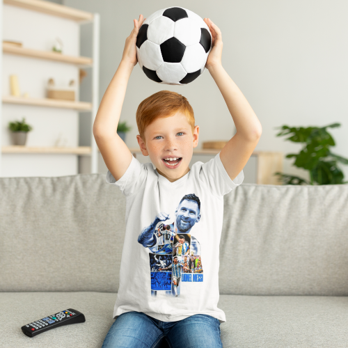 DZIECIĘCA BAWEŁNIANA KOSZULKA NA PREZENT PIŁKA NOŻNA LIONEL MESSI ARGENTYNA 6