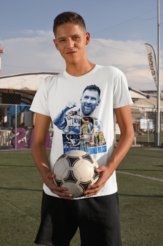 DZIECIĘCA BAWEŁNIANA KOSZULKA NA PREZENT PIŁKA NOŻNA LIONEL MESSI ARGENTYNA 7