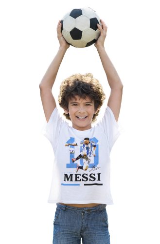 DZIECIĘCA BAWEŁNIANA KOSZULKA NA PREZENT PIŁKA NOŻNA LIONEL MESSI ARGENTYNA 5