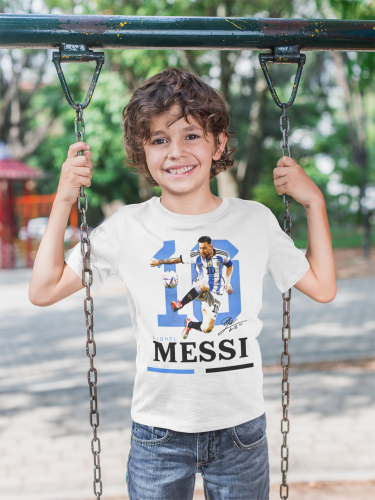 DZIECIĘCA BAWEŁNIANA KOSZULKA NA PREZENT PIŁKA NOŻNA LIONEL MESSI ARGENTYNA 6