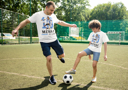 DZIECIĘCA BAWEŁNIANA KOSZULKA NA PREZENT PIŁKA NOŻNA LIONEL MESSI ARGENTYNA 9