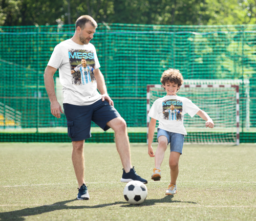 DZIECIĘCA BAWEŁNIANA KOSZULKA NA PREZENT PIŁKA NOŻNA LIONEL MESSI ARGENTYNA MESSI09 10