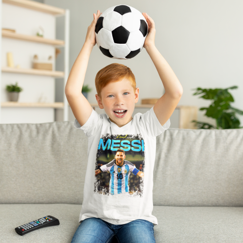DZIECIĘCA BAWEŁNIANA KOSZULKA NA PREZENT PIŁKA NOŻNA LIONEL MESSI ARGENTYNA MESSI09 7