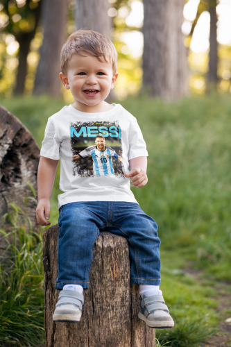 DZIECIĘCA BAWEŁNIANA KOSZULKA NA PREZENT PIŁKA NOŻNA LIONEL MESSI ARGENTYNA MESSI09 8