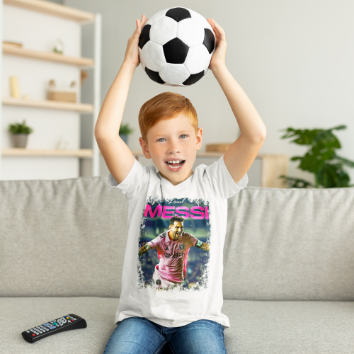 DZIECIĘCA BAWEŁNIANA KOSZULKA NA PREZENT PIŁKA NOŻNA LIONEL MESSI INTER MIAMI 7