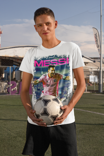 DZIECIĘCA BAWEŁNIANA KOSZULKA NA PREZENT PIŁKA NOŻNA LIONEL MESSI INTER MIAMI 8