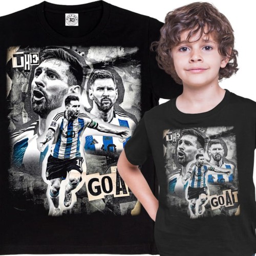 DZIECIĘCA BAWEŁNIANA KOSZULKA NA PREZENT PIŁKA NOŻNA LIONEL MESSI THE GOAT