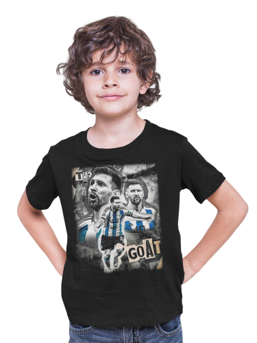 DZIECIĘCA BAWEŁNIANA KOSZULKA NA PREZENT PIŁKA NOŻNA LIONEL MESSI THE GOAT 3