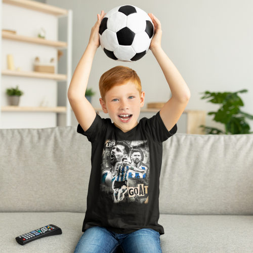 DZIECIĘCA BAWEŁNIANA KOSZULKA NA PREZENT PIŁKA NOŻNA LIONEL MESSI THE GOAT 6