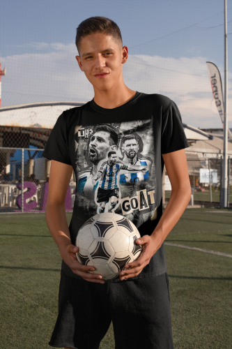 DZIECIĘCA BAWEŁNIANA KOSZULKA NA PREZENT PIŁKA NOŻNA LIONEL MESSI THE GOAT 7