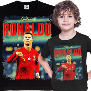 DZIECIĘCA BAWEŁNIANA KOSZULKA NA PREZENT PIŁKA NOŻNA CRISTIANO RONALDO