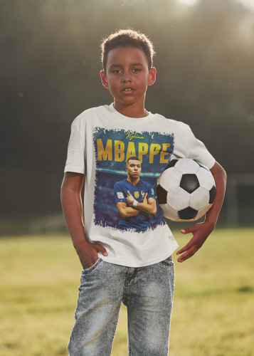 DZIECIĘCA BAWEŁNIANA KOSZULKA NA PREZENT PIŁKA NOŻNA KYLIAN MBAPPE 7