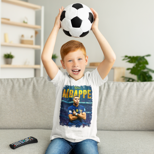 DZIECIĘCA BAWEŁNIANA KOSZULKA NA PREZENT PIŁKA NOŻNA KYLIAN MBAPPE 10