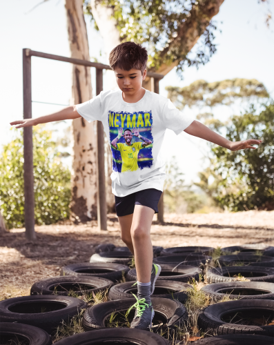 DZIECIĘCA BAWEŁNIANA KOSZULKA NA PREZENT PIŁKA NOŻNA NEYMAR JR 9