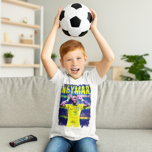 DZIECIĘCA BAWEŁNIANA KOSZULKA NA PREZENT PIŁKA NOŻNA NEYMAR JR 10