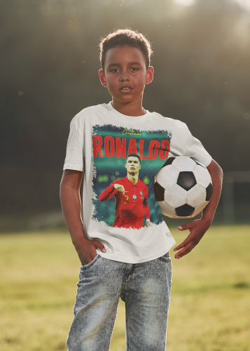 DZIECIĘCA BAWEŁNIANA KOSZULKA NA PREZENT PIŁKA NOŻNA CRISTIANO RONALDO 7