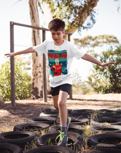 DZIECIĘCA BAWEŁNIANA KOSZULKA NA PREZENT PIŁKA NOŻNA CRISTIANO RONALDO 9