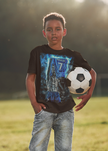 DZIECIĘCA BAWEŁNIANA KOSZULKA NA PREZENT PIŁKA NOŻNA CRISTIANO RONALDO 7 7