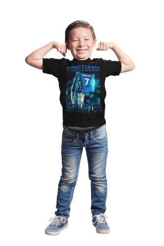 DZIECIĘCA BAWEŁNIANA KOSZULKA NA PREZENT PIŁKA NOŻNA CRISTIANO RONALDO 7 5