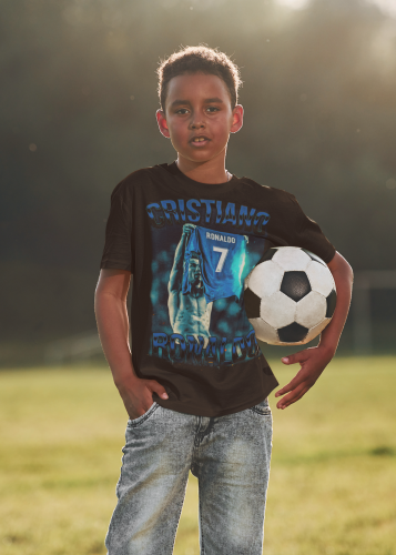DZIECIĘCA BAWEŁNIANA KOSZULKA NA PREZENT PIŁKA NOŻNA CRISTIANO RONALDO 7 7