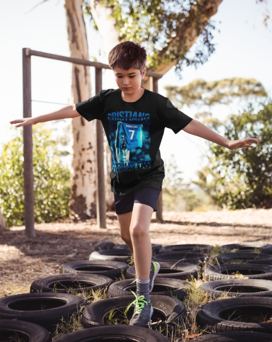 DZIECIĘCA BAWEŁNIANA KOSZULKA NA PREZENT PIŁKA NOŻNA CRISTIANO RONALDO 7 9