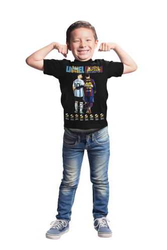 DZIECIĘCA BAWEŁNIANA KOSZULKA NA PREZENT PIŁKA NOŻNA LIONEL MESSI ZŁOTA PIŁKA 5