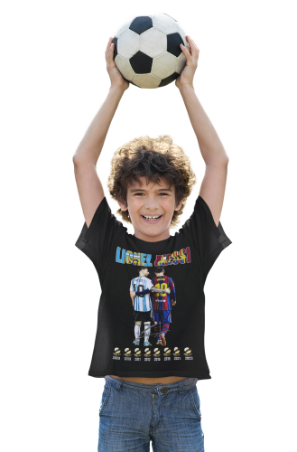 DZIECIĘCA BAWEŁNIANA KOSZULKA NA PREZENT PIŁKA NOŻNA LIONEL MESSI ZŁOTA PIŁKA 6