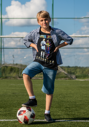 DZIECIĘCA BAWEŁNIANA KOSZULKA NA PREZENT PIŁKA NOŻNA LIONEL MESSI ZŁOTA PIŁKA 8