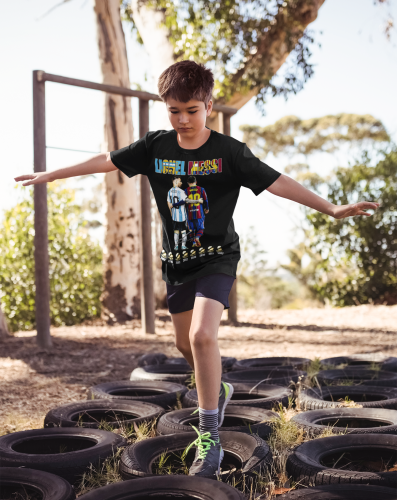 DZIECIĘCA BAWEŁNIANA KOSZULKA NA PREZENT PIŁKA NOŻNA LIONEL MESSI ZŁOTA PIŁKA 9