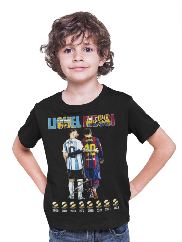 DZIECIĘCA BAWEŁNIANA KOSZULKA NA PREZENT PIŁKA NOŻNA LIONEL MESSI ZŁOTA PIŁKA 3