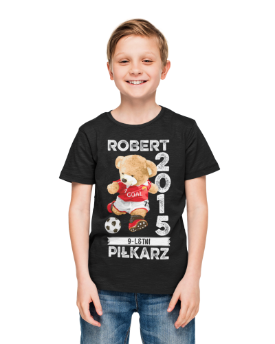 PERSONALIZOWANA DZIECIĘCA KOSZULKA PREZENT NA URODZINY DLA CHŁOPCA PIŁKARZA PODAJ IMIĘ I ROK 4