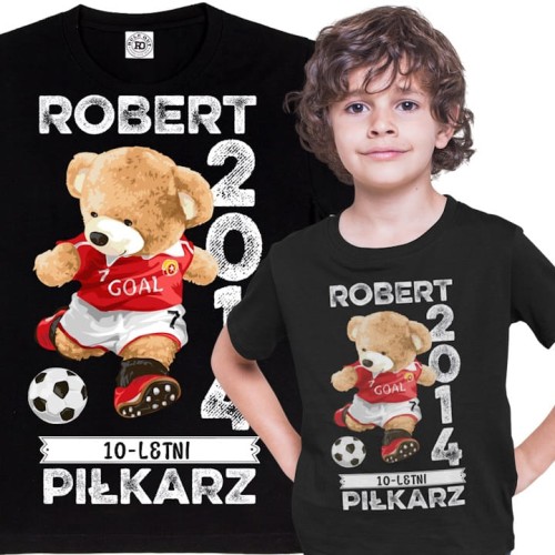 PERSONALIZOWANA DZIECIĘCA KOSZULKA PREZENT NA URODZINY DLA CHŁOPCA PIŁKARZA PODAJ IMIĘ I ROK 1