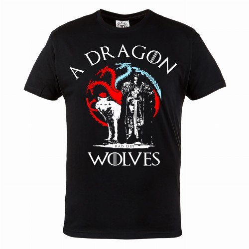 GRA O TRON KOSZULKA MĘSKA GAME OF THRONES A DRAGON WOLVES 