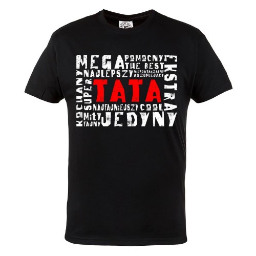 KOSZULKA MĘSKA PREZENT NA DZIEŃ OJCA MEGA TATA JEDYNY CZARNA