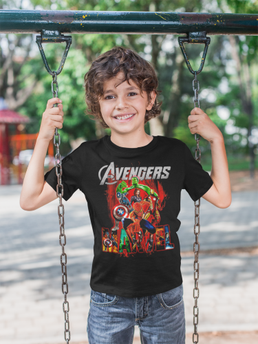 DZIECIĘCA BAWEŁNIANA KOSZULKA FILMOWA AVENGERS MARVEL POSTACIE 8