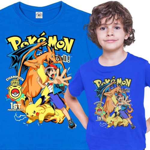 DZIECIĘCA KOSZULKA NA PREZENT POKEMONY ASH PIKACHU CHARIZARD 1